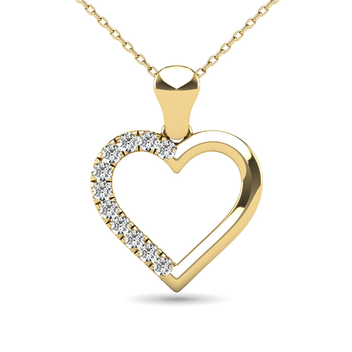 10K Yellow Gold 1/10 Ctw Diamond Heart Pendant