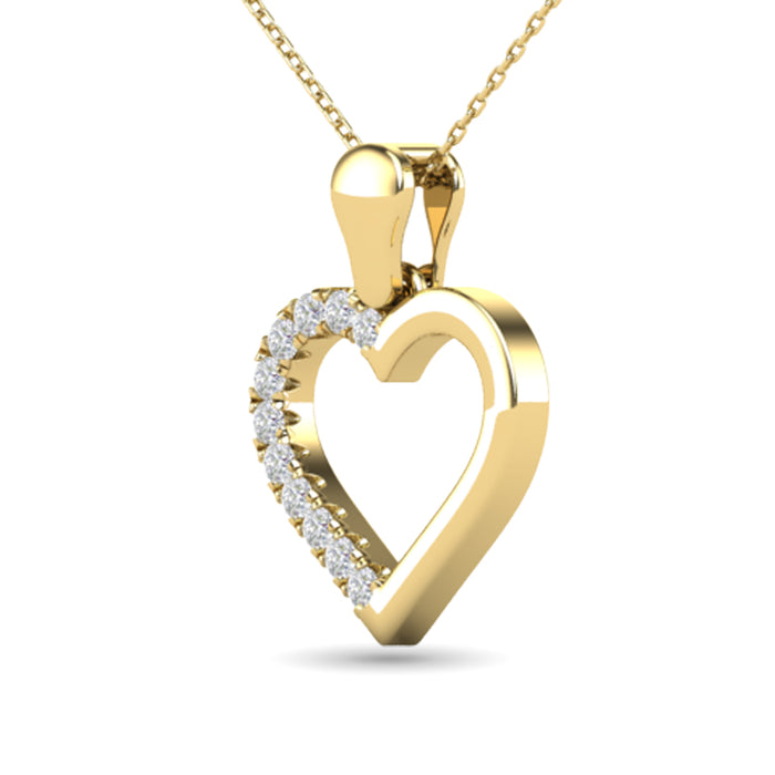 10K Yellow Gold 1/10 Ctw Diamond Heart Pendant