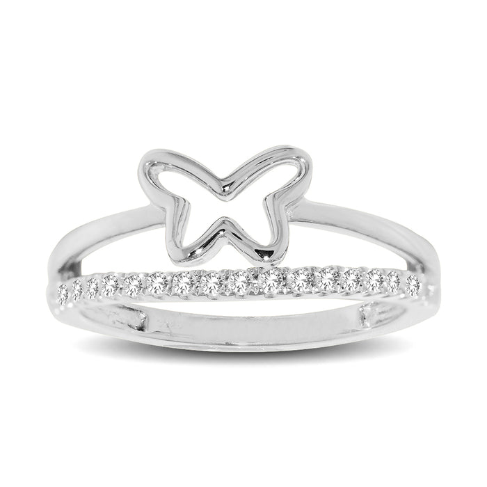 10K White Gold 1/5 Ctw Diamond Butterfly Ring