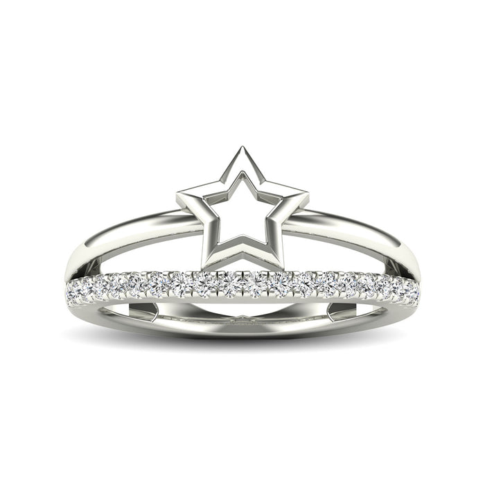 10K White Gold 1/5 Ctw Diamond Twikle Star Ring