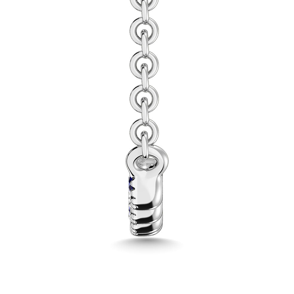 Diamond 1/10 Ct.Tw. And Blue Sapphire Band in 10K White Gold