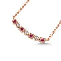 Thumbnail for Diamond 1/8 Ct.Tw. And Ruby Fashion Necklace in 10K Rose Gold