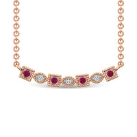 Thumbnail for Diamond 1/8 Ct.Tw. And Ruby Fashion Necklace in 10K Rose Gold
