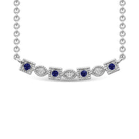 Thumbnail for Diamond 1/8 Ct.Tw. And Blue Sapphire Fashion Necklace in 10K White Gold
