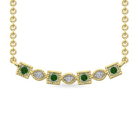 Thumbnail for Diamond 1/10 Ct.Tw. and Tsaverite Necklace in 10K Yellow Gold