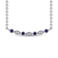 Thumbnail for Diamond 1/10 Ct.Tw. And Blue Sapphire Fashion Necklace in 10K White Gold