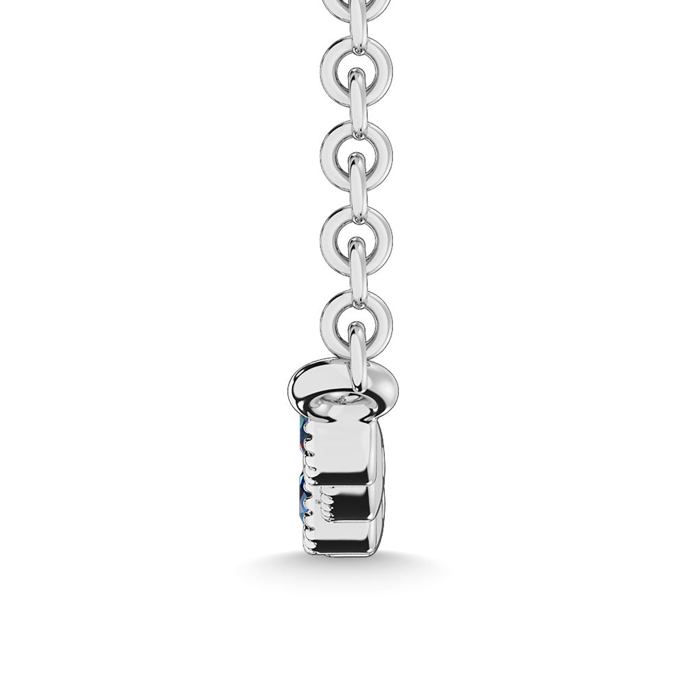 Diamond 1/10 Ct.Tw. And Blue Sapphire Fashion Necklace in 10K White Gold