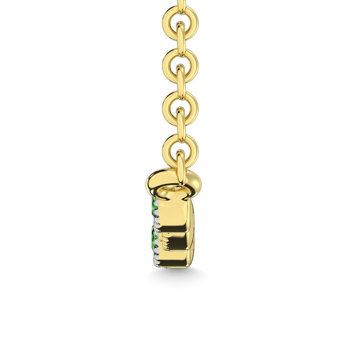 Diamond 1/10 Ct.Tw. And Tsaverite Fashion Necklace in 10K Yellow Gold