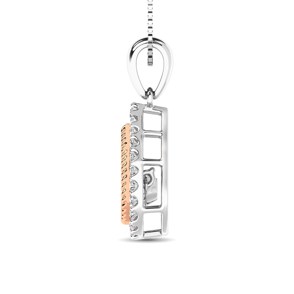 10K Two Tone 1/4 Ctw Tearshape Moving Diamond Pendant