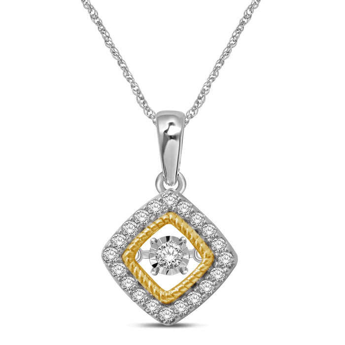 10K Two Tone 1/4 Ctw Moving Diamond Pendant