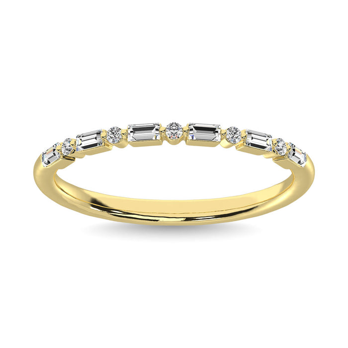 Diamond 1/10 Ct.Tw. Round and Baguette Stackable Ring in 14K Yellow Gold