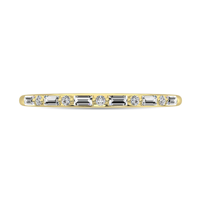 Diamond 1/10 Ct.Tw. Round and Baguette Stackable Ring in 14K Yellow Gold