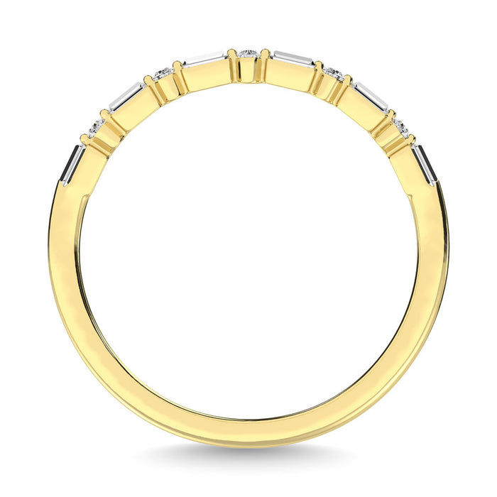 Diamond 1/10 Ct.Tw. Round and Baguette Stackable Ring in 14K Yellow Gold