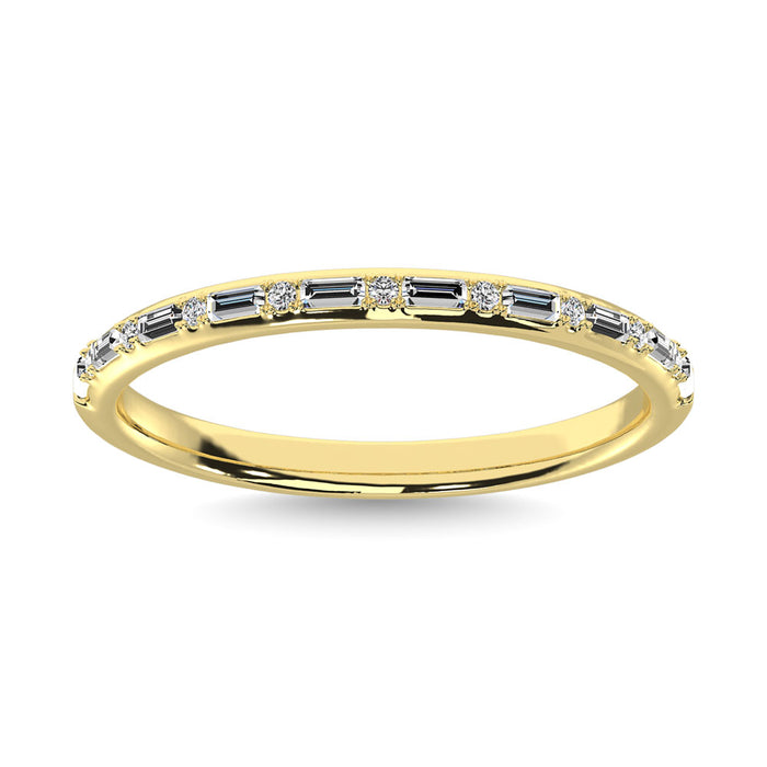 Diamond 1/10 Ct.Tw. Round and Baguette Stackable Ring in 14K Yellow Gold