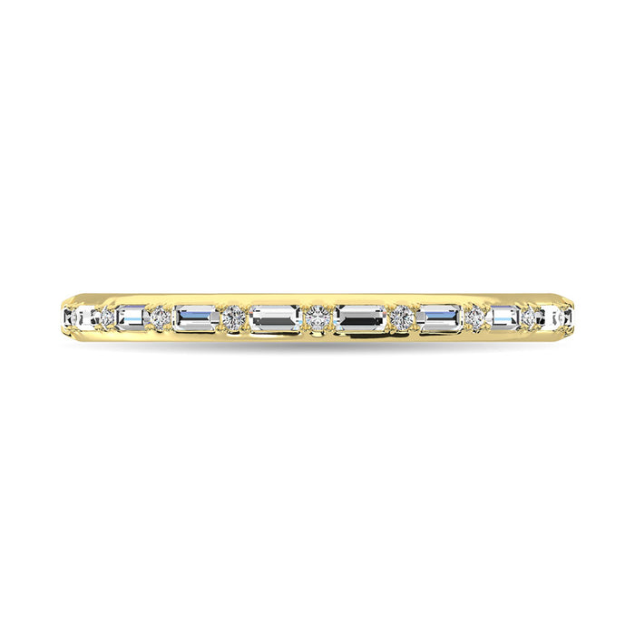 Diamond 1/10 Ct.Tw. Round and Baguette Stackable Ring in 14K Yellow Gold