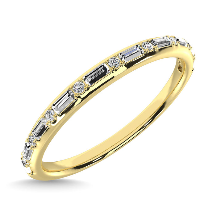 Diamond 1/10 Ct.Tw. Round and Baguette Stackable Ring in 14K Yellow Gold