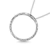 Thumbnail for Diamond 1/5 Ct.Tw. Round and Baguette Cut Open Circle Pendant in 10K White Gold