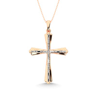 Thumbnail for Diamond 1/6 Ct.Tw. Round and Baguette Cut Cross Pendant in 10K White Gold