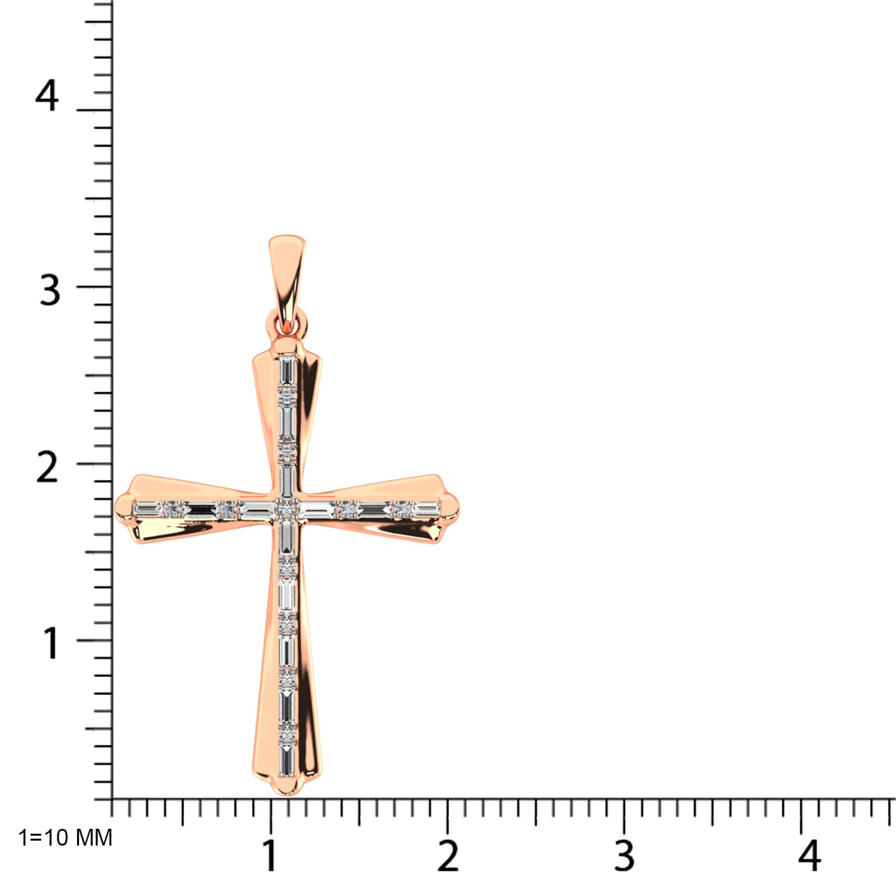 Diamond 1/6 Ct.Tw. Round and Baguette Cut Cross Pendant in 10K White Gold