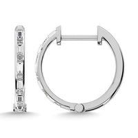 Thumbnail for Diamond 1/4 Ct.Tw. Round and Baguette Cut Hoop Earrings in 10K White Gold