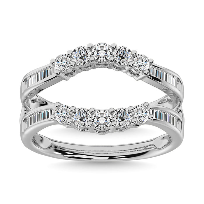 Diamond 3/4 Ct.Tw. Round and Baguette Wraps and Enhancer in 14K White Gold