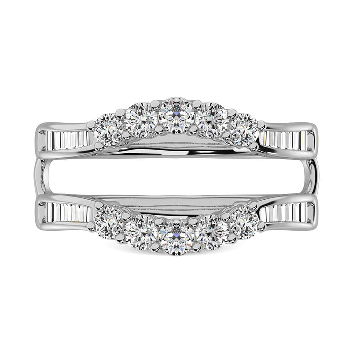 Diamond 3/4 Ct.Tw. Round and Baguette Wraps and Enhancer in 14K White Gold