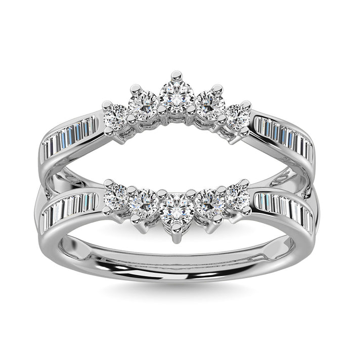 Diamond 3/4 Ct.Tw. Round and Baguette Wraps and Enhancer in 14K White Gold