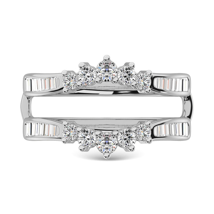 Diamond 3/4 Ct.Tw. Round and Baguette Wraps and Enhancer in 14K White Gold