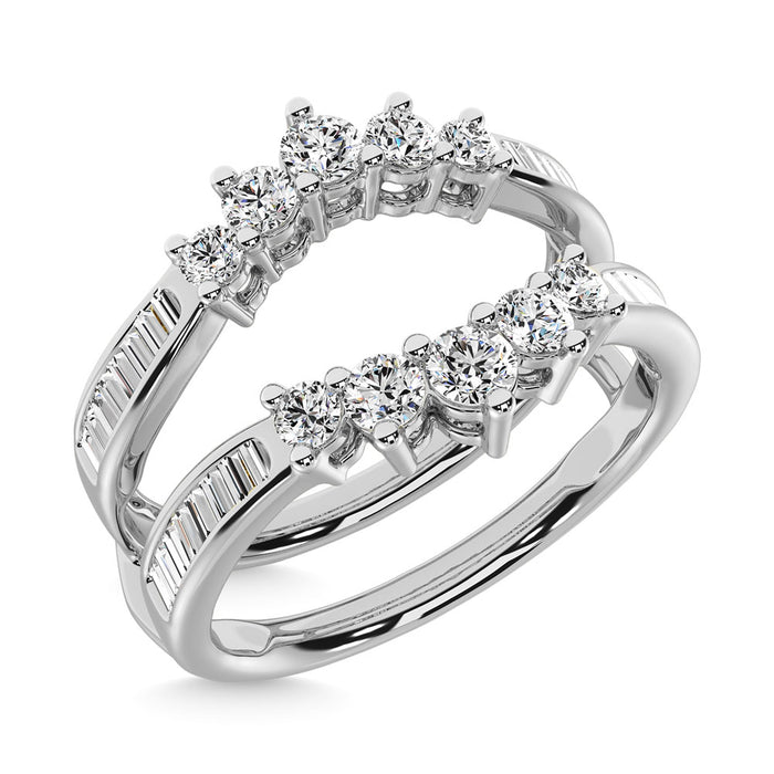 Diamond 3/4 Ct.Tw. Round and Baguette Wraps and Enhancer in 14K White Gold