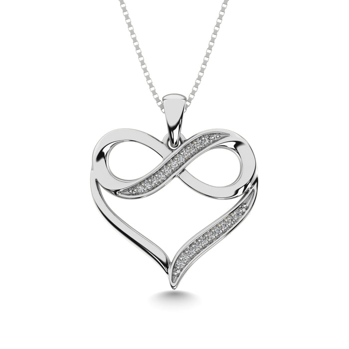 10K White Gold 1/20 Ctw Diamond Heart Pendant