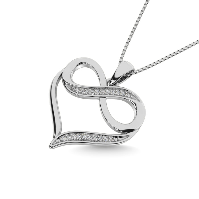 10K White Gold 1/20 Ctw Diamond Heart Pendant