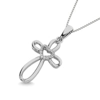 Thumbnail for Sterling Silver Diamond Accent Heart & Cross Pendant