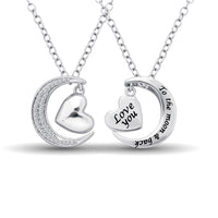 Thumbnail for Sterling Silver 1/8 Ctw Diamond Heart  & Moon Pendant