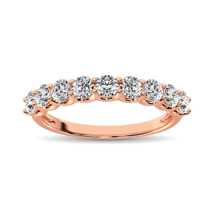 14K Rose Gold Diamond 1 Ct.Tw. 9 Stone Anniversary Band