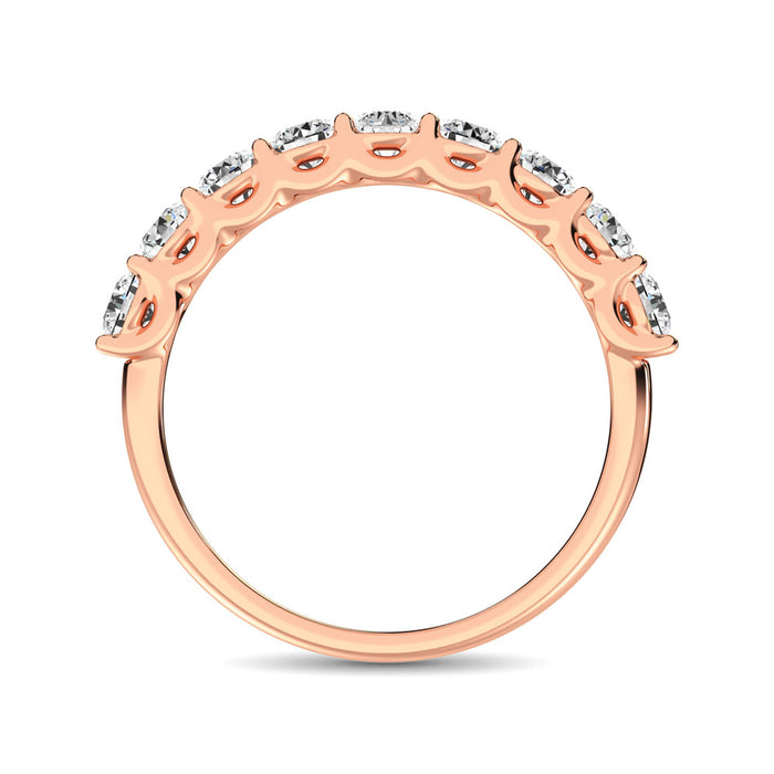 14K Rose Gold Diamond 1 Ct.Tw. 9 Stone Anniversary Band