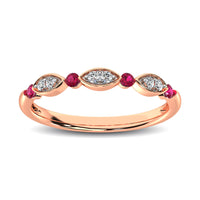 Thumbnail for Diamond 1/5 ctw and Ruby Stack Ring in 10K Rose Gold