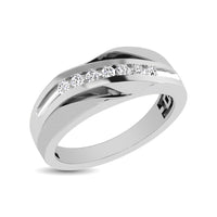 Thumbnail for 10K White Gold 1/10 Ct.Tw. Diamond Seven Stone Mens Band