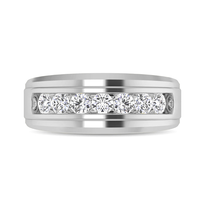 10K White Gold 1/4 Ctw Round Cut Diamond Mens Wedding Band