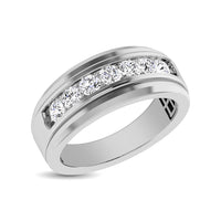 Thumbnail for 10K White Gold 1/4 Ctw Round Cut Diamond Mens Wedding Band