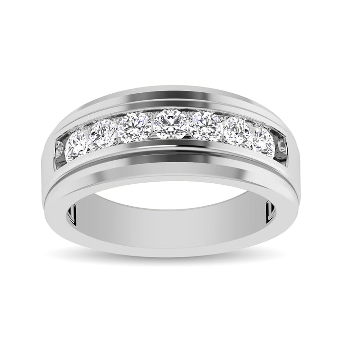 10K White Gold 1/4 Ctw Round Cut Diamond Mens Wedding Band