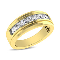 Thumbnail for 10K Yellow Gold 1/4 Ctw Round Cut Diamond Mens Wedding Band