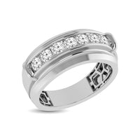 Thumbnail for 10K White Gold 1/2 Ctw Round Cut Diamond Mens Wedding Band