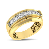 Thumbnail for 10K Yellow Gold 1 Ctw Round Cut Diamond Mens Wedding Band