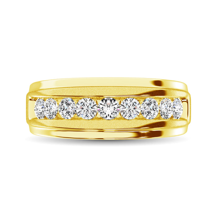 10K Yellow Gold 1/6 Ct.Tw. Diamond Satin Finish Ladies Band