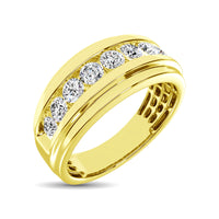 Thumbnail for 10K Yellow Gold 1/4 Ct.Tw. Diamond Satin Finish Mens Band