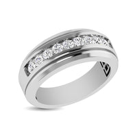 Thumbnail for 10K White Gold 1 Ct.Tw. Diamond 9 Stone Satin Finish Mens Band