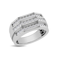 Thumbnail for 10K White Gold 1/4 Ct.Tw. Diamond Triple Row Mens Band