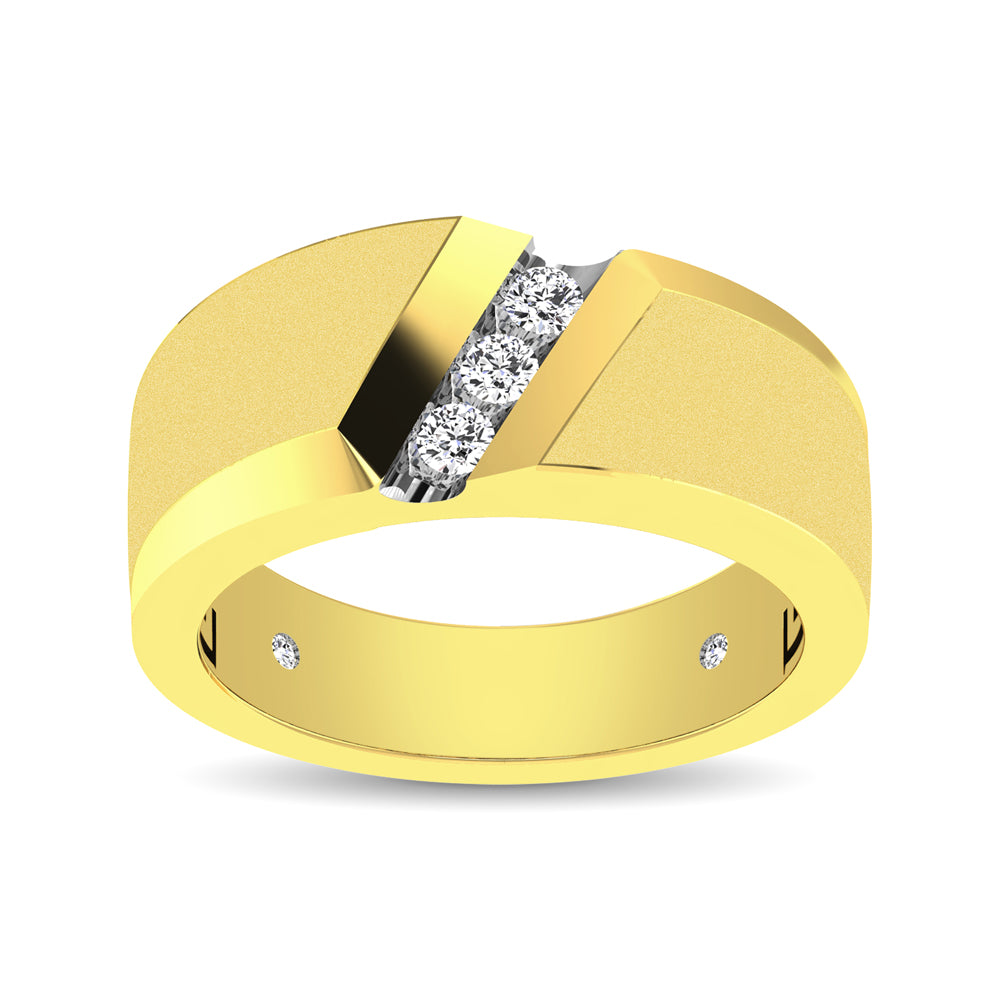 10K Yellow Gold 1/10 Ct.Tw. Diamond Three Stone Mens Band