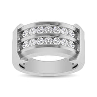 Thumbnail for 10K White Gold 1/5 Ctw Round Cut Diamond Mens Wedding Band