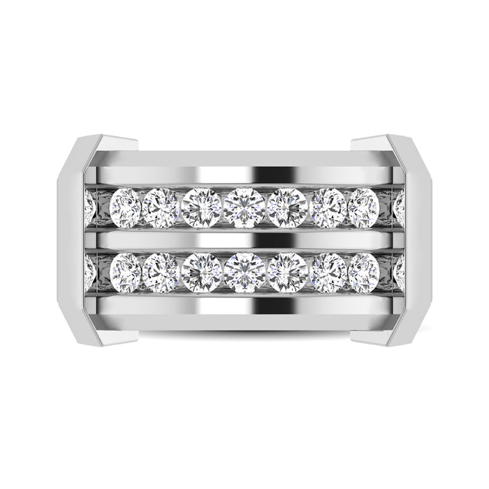 10K White Gold 1/2 Ctw Round Cut Diamond Mens Wedding Band